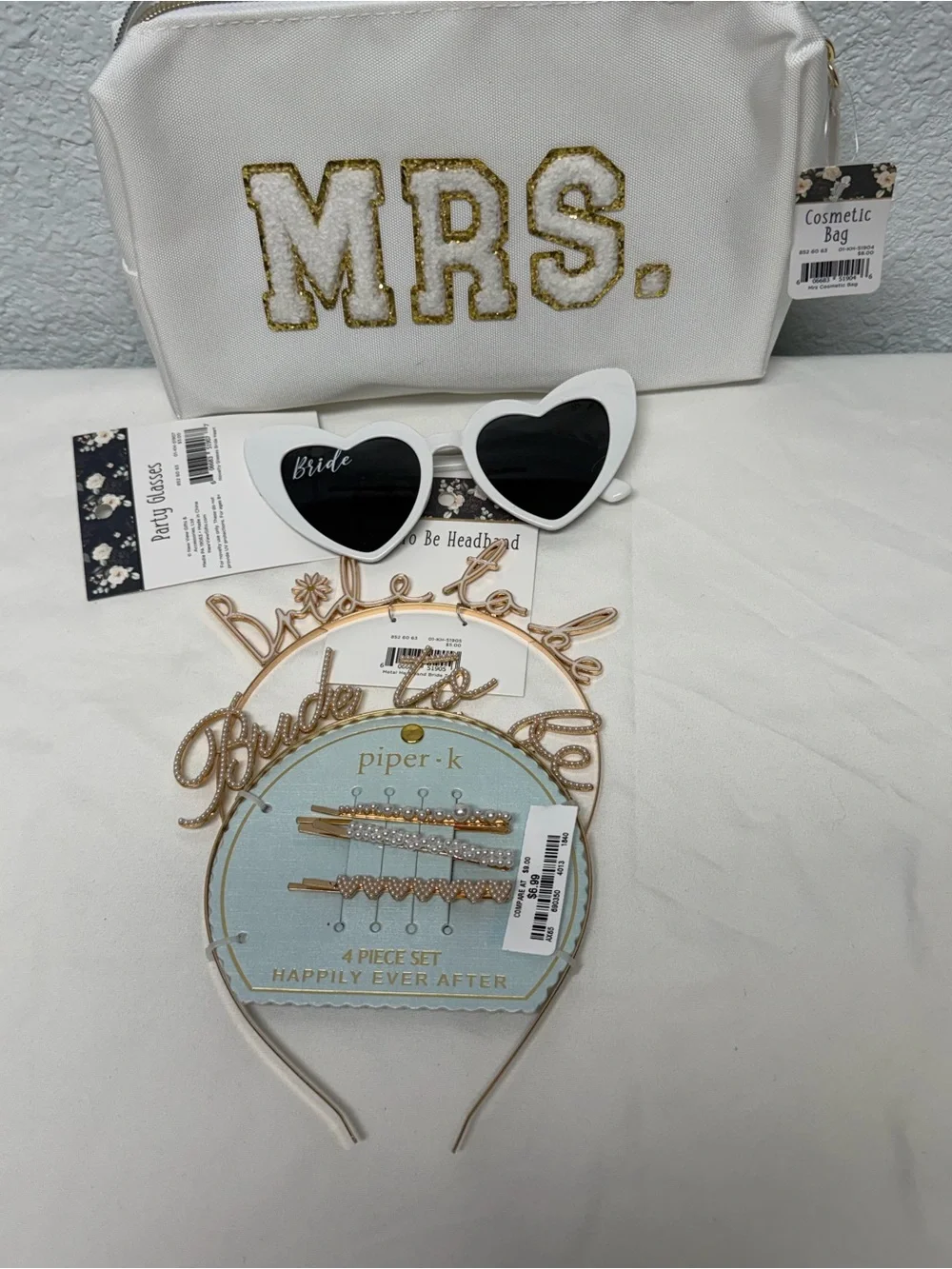 Piper White 'MRS.' Cosmetic Pouch with Gold Lettering